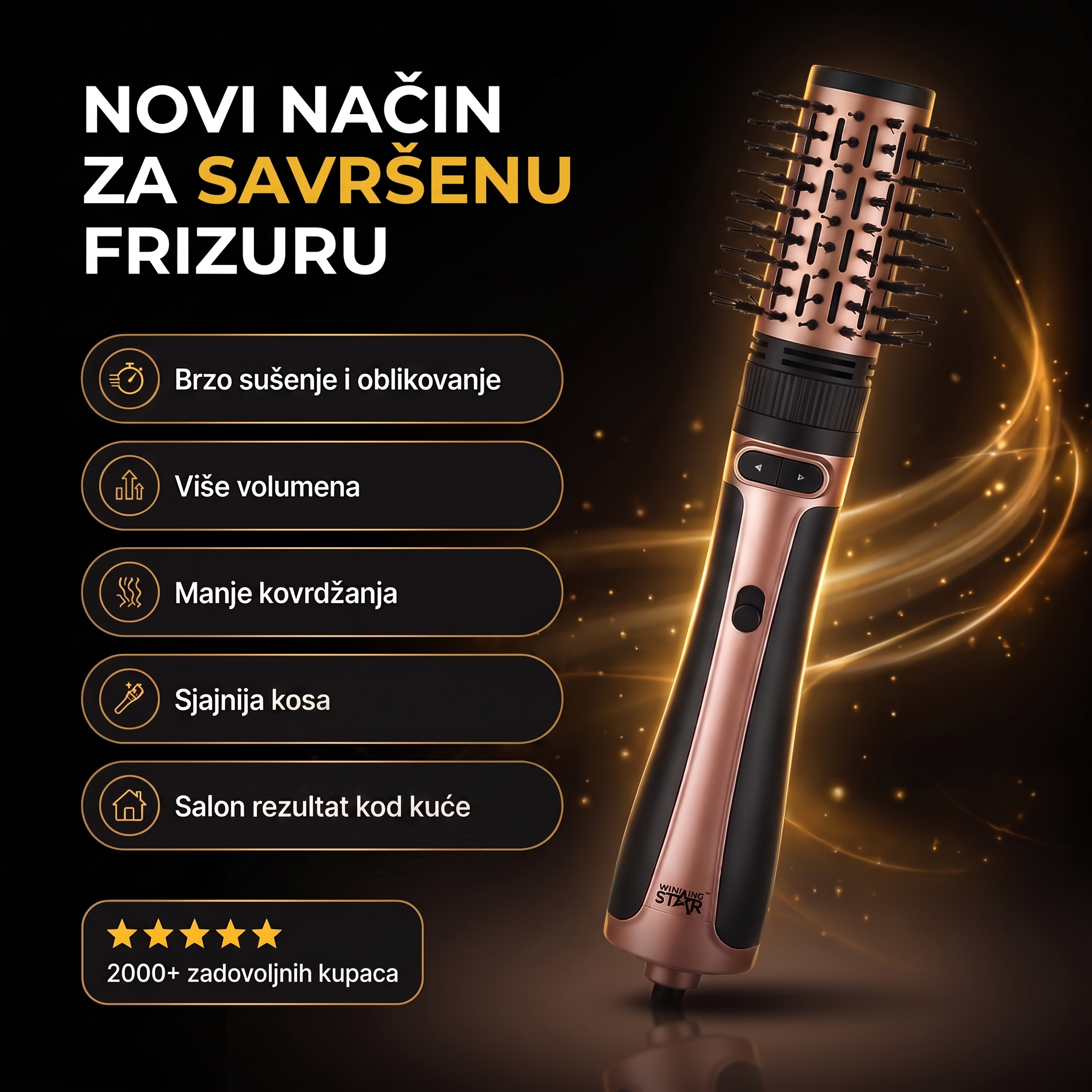 2u1 Četka s toplim zrakom 1200W - Winning Star
